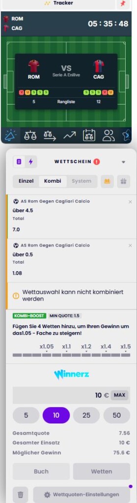 Winnerz Wette platzieren