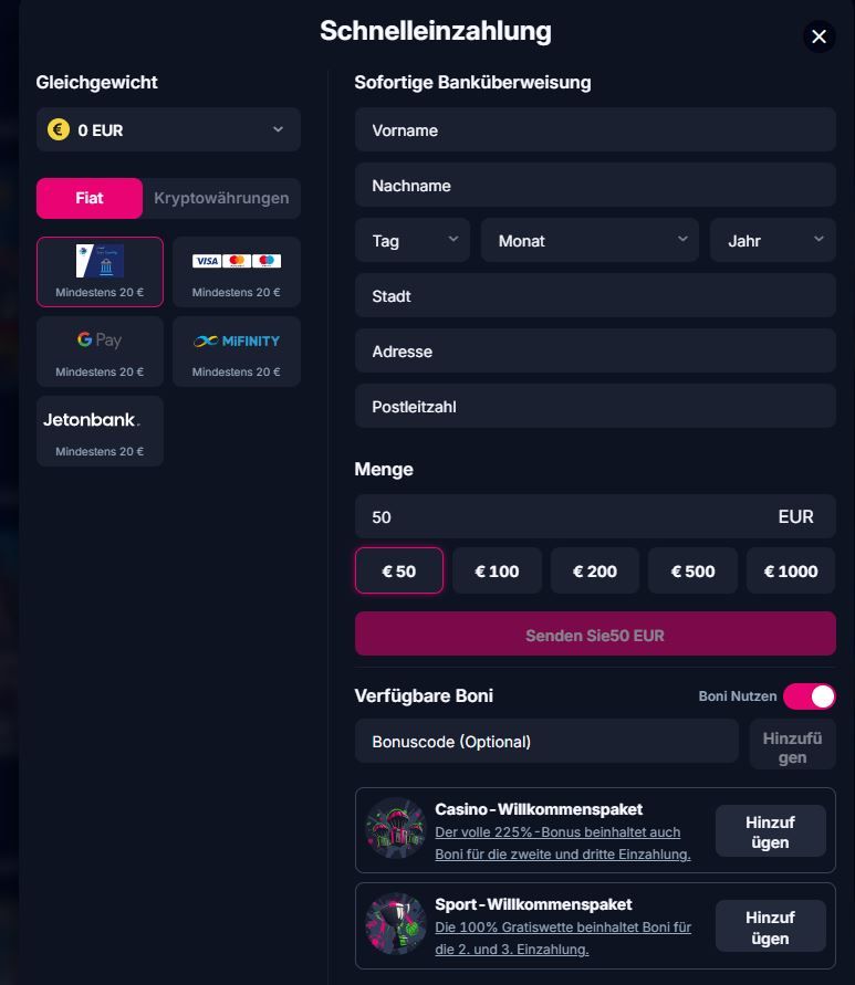 Betsio.com Einzahlen