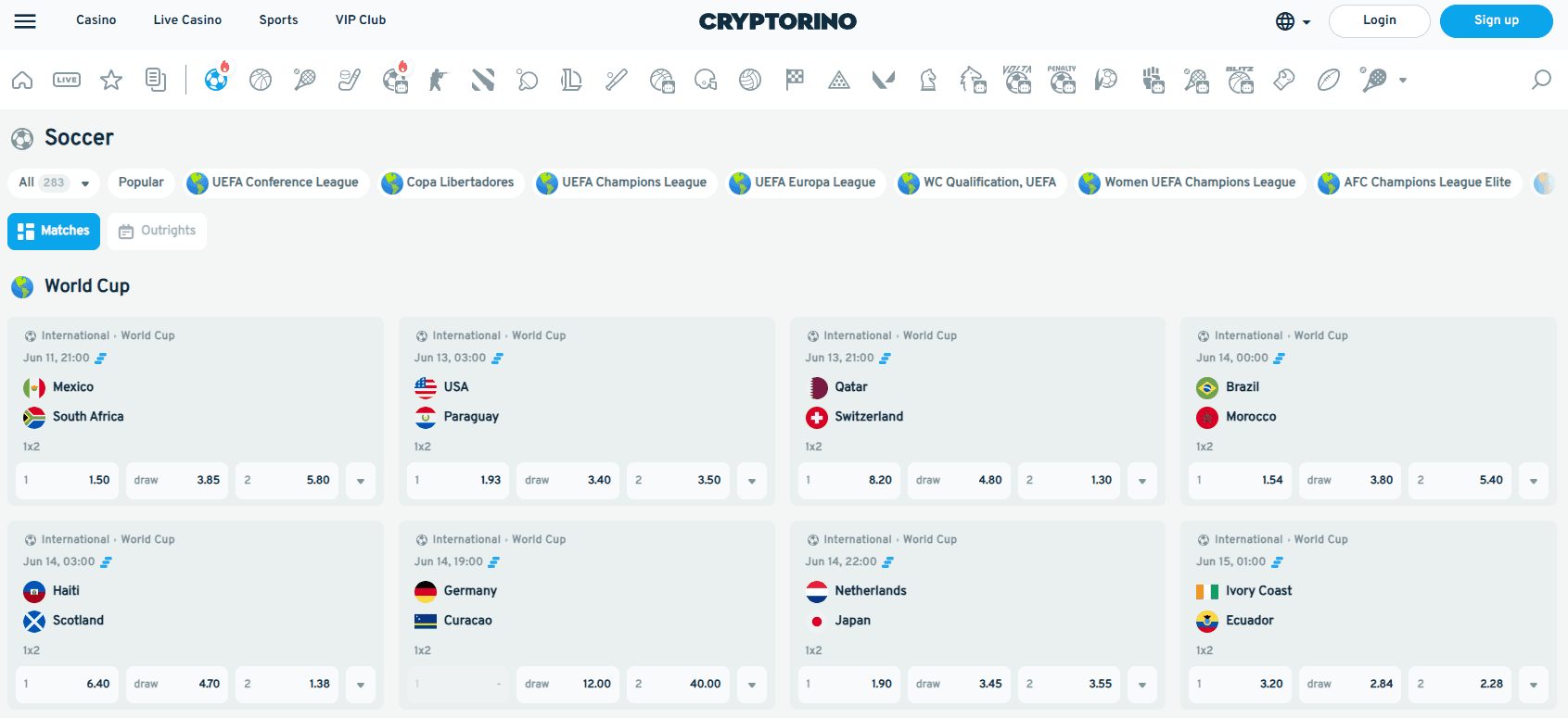 Cryptorino WM Sportwetten