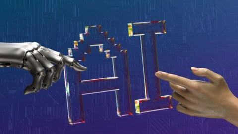roboterhand und menschenhand ber&uuml;hren ai