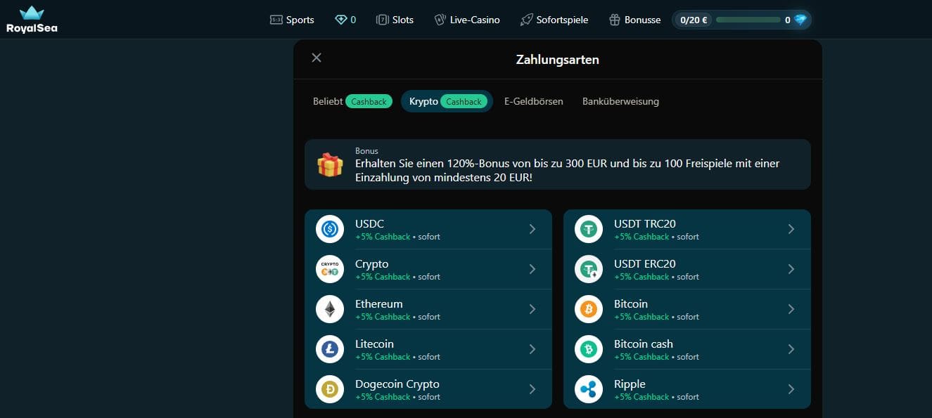Royal Sea Einzahlung