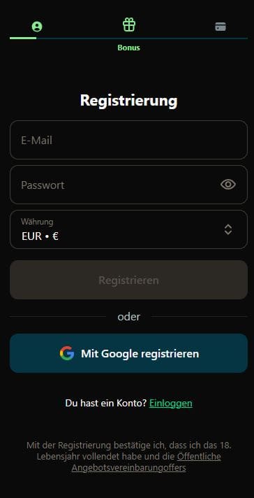 Royal Sea Registrieren Schritt 2