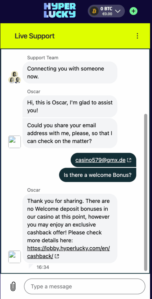 Hyperlucky Live Chat