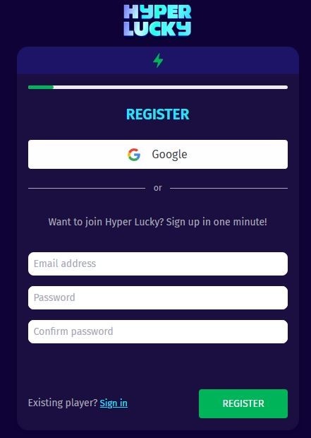 Hyperlucky Registrieren