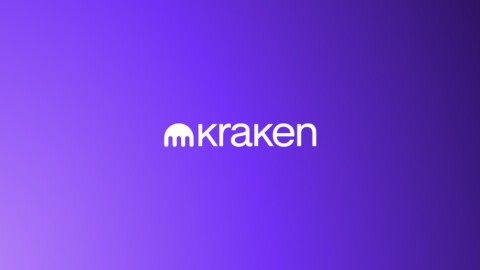 kraken logo auf violettem hintergrund