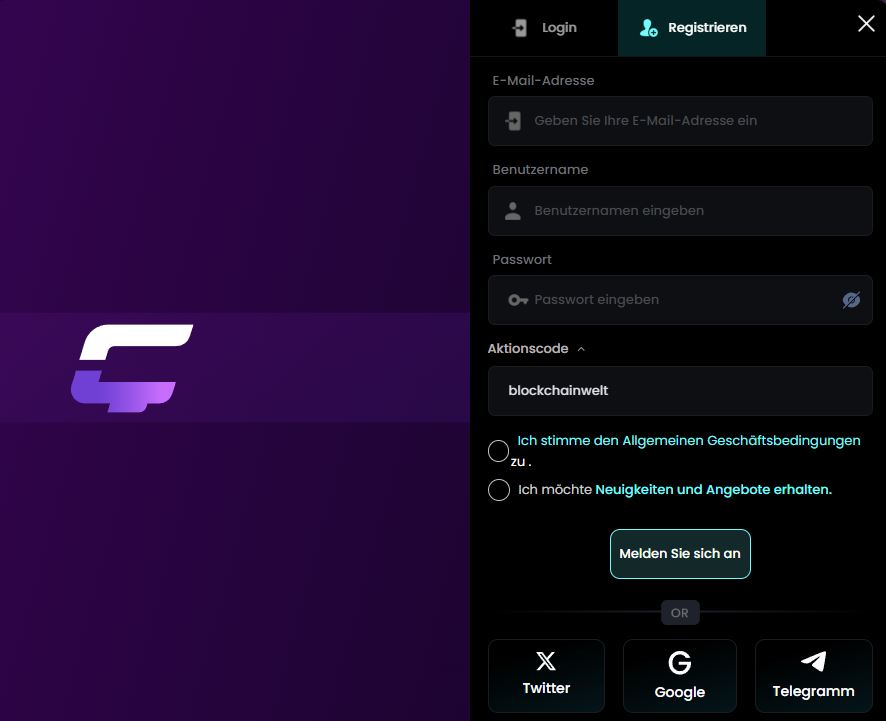 CasinoCrypto.io Registrieren