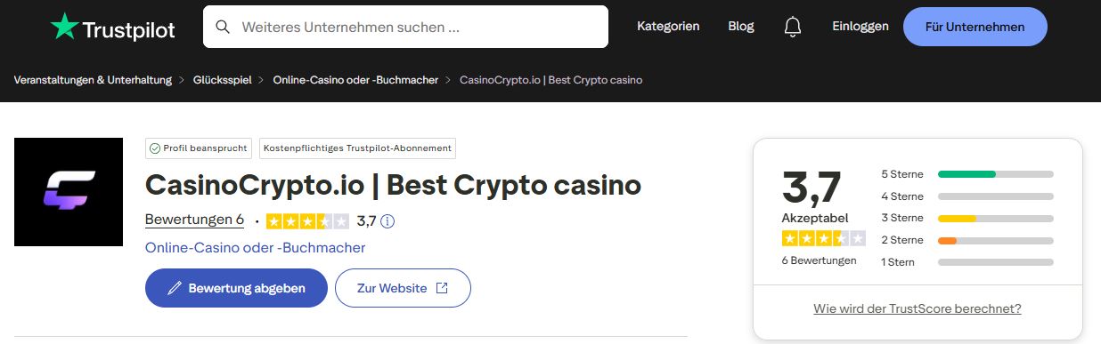 CasinoCrypto.io Bewertung