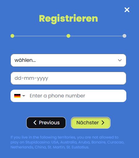 Stupidcasino Registrieren Schritt 2