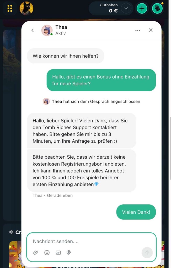 TombRiches Live Chat