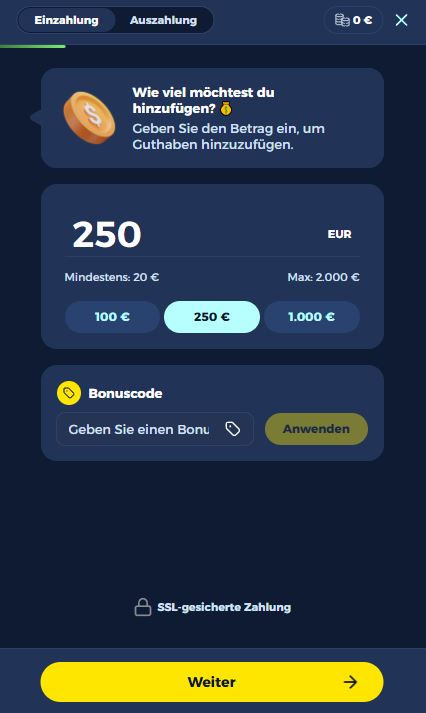 Vivaspin Einzahlen