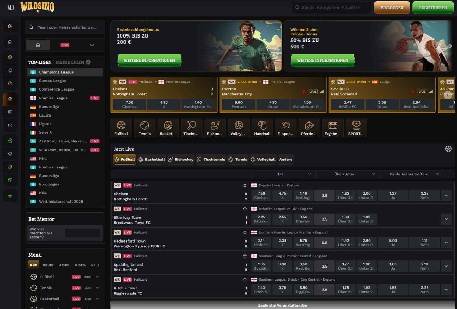 Wildsino Sportwetten