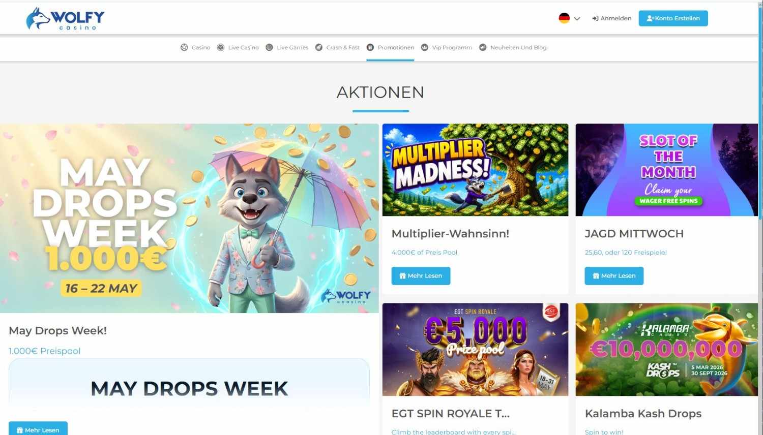 Wolfycasino Bonus