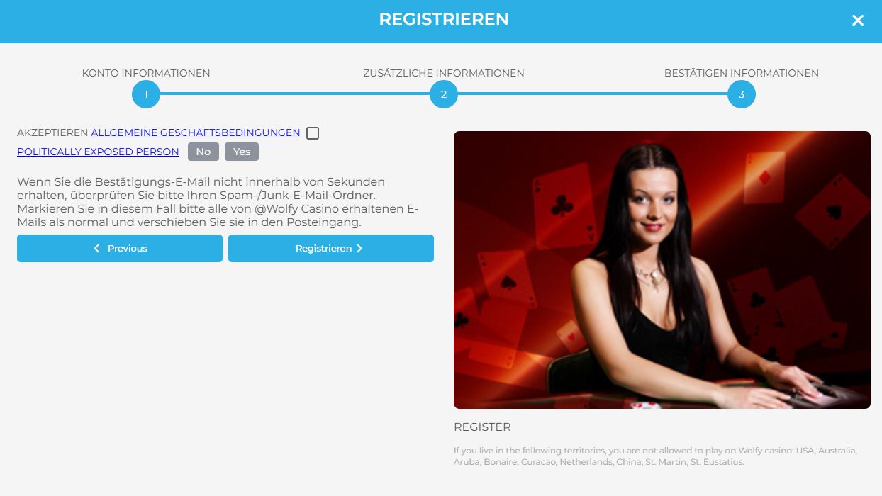 Wolfycasino Registrieren Schritt 3