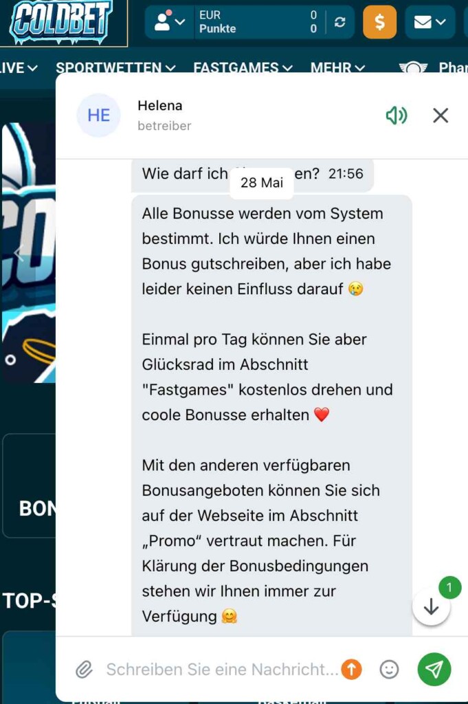 Coldbet Live Chat