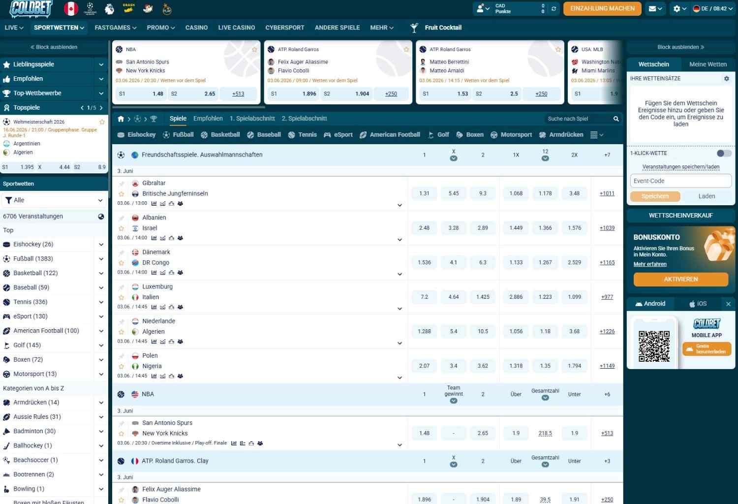 Coldbet Sportwetten