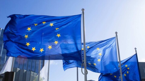 eu flaggen wehen im wind