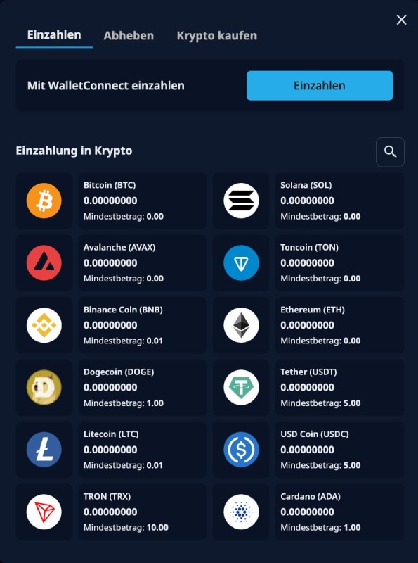 Krypto einzahlen