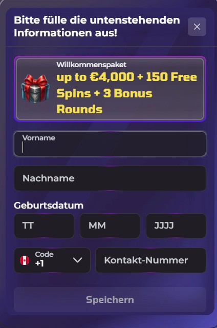 Luckycapone Registrieren schritt 2