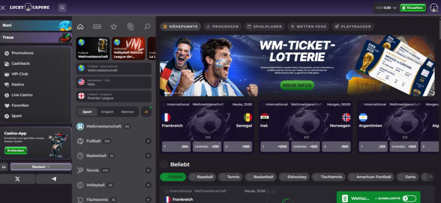 Luckycapone Sportwetten
