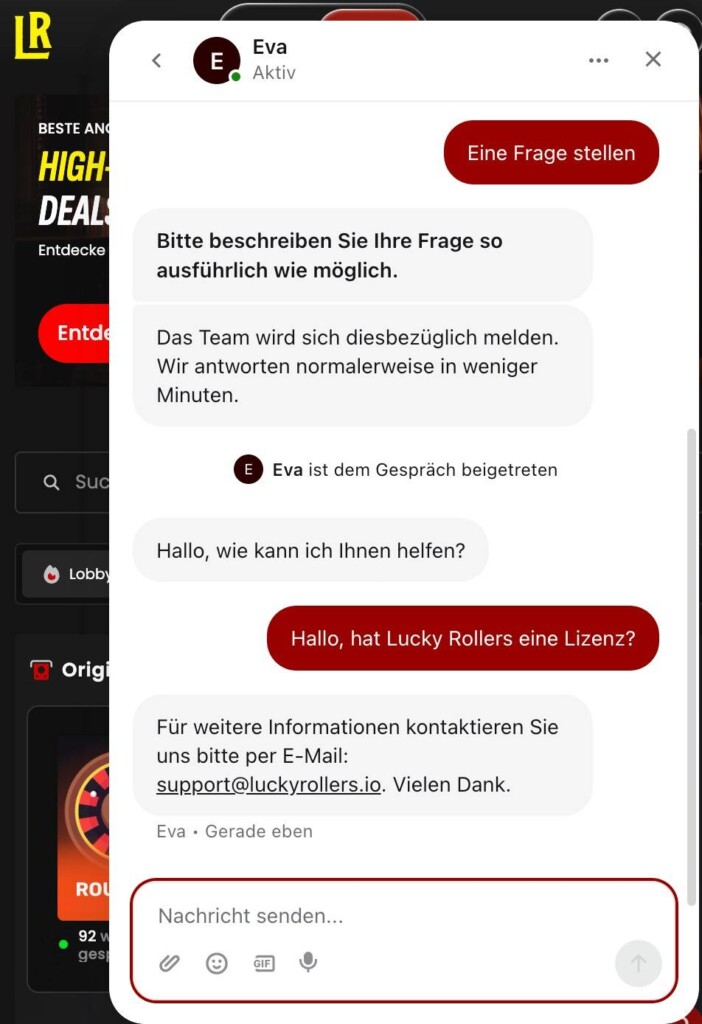 Lucky Rollers Live Chat
