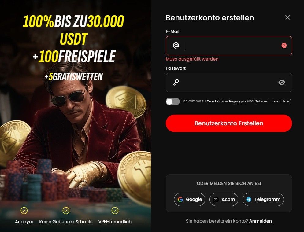 Lucky Rollers Registrieren Schritt 1