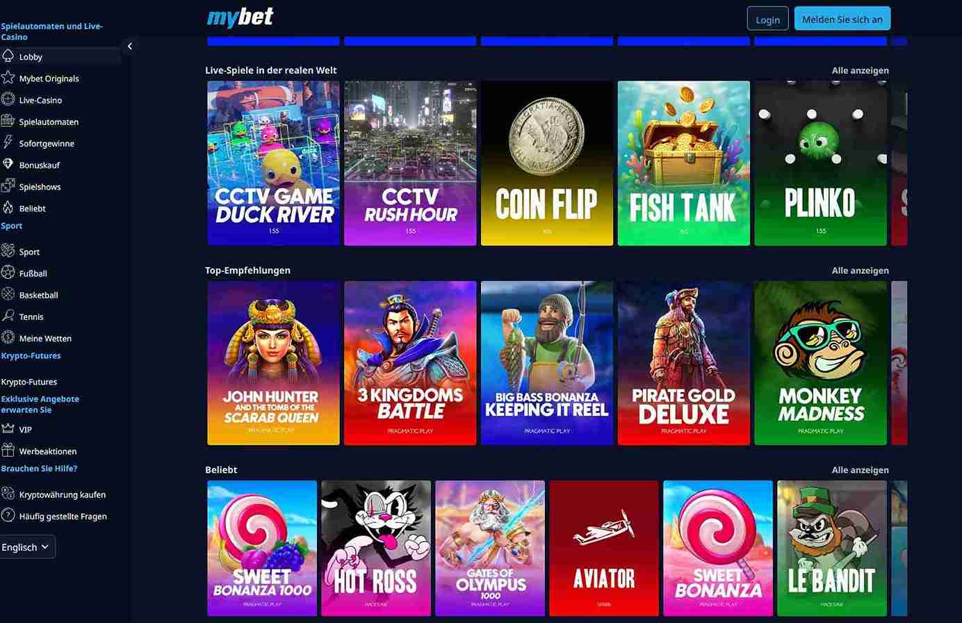 Mybet Spielauswahl