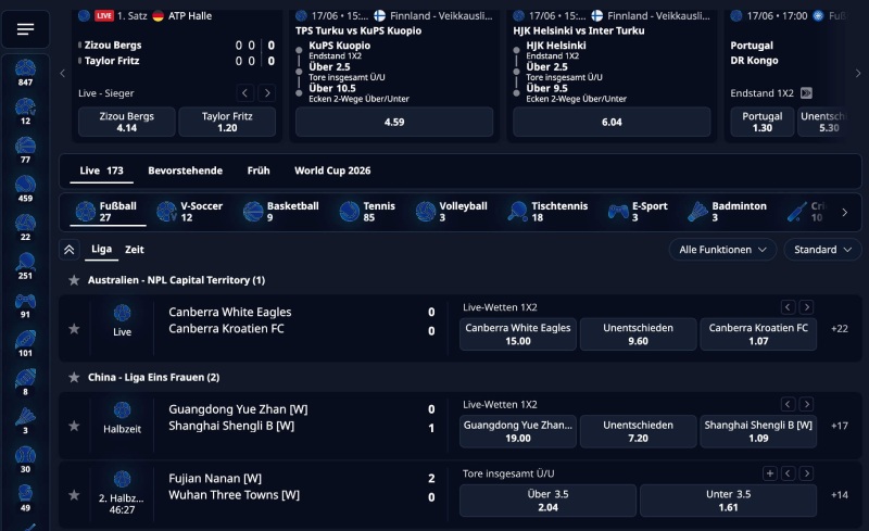 Sportwettendashboard
