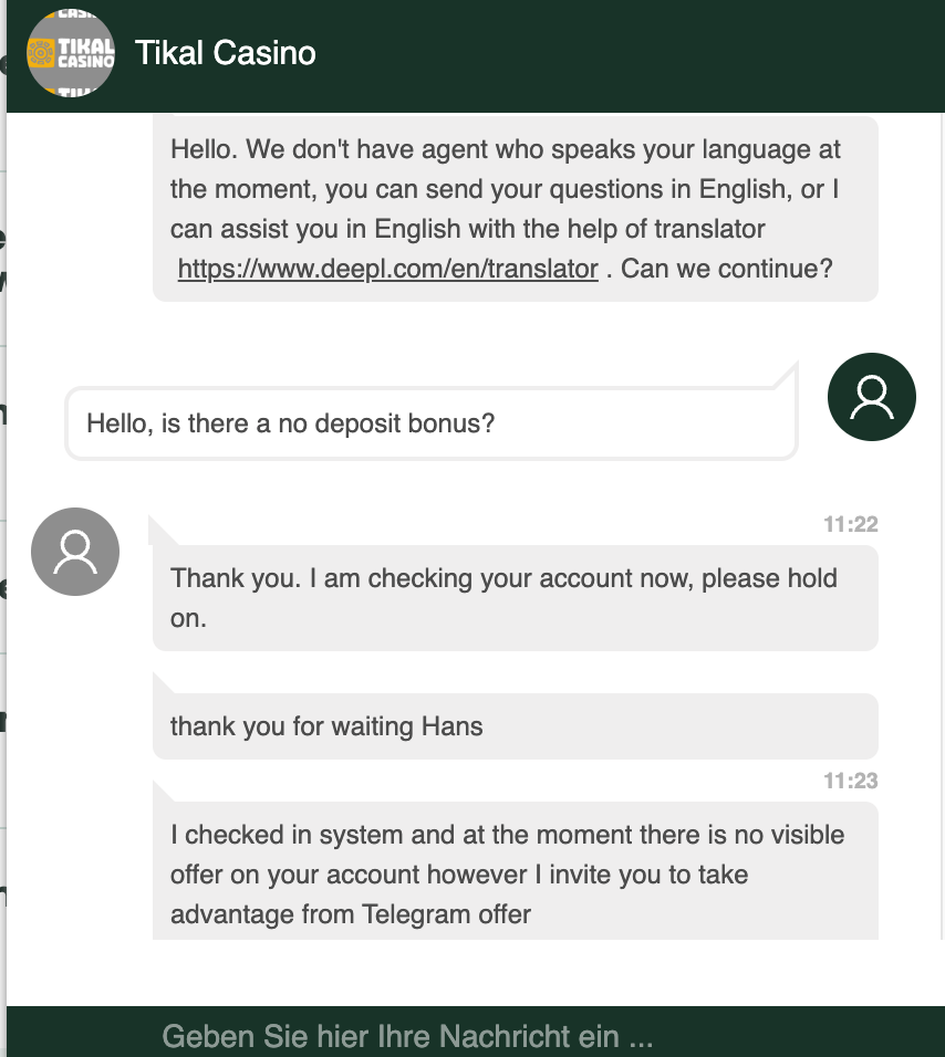 Tikal Casino Live Chat