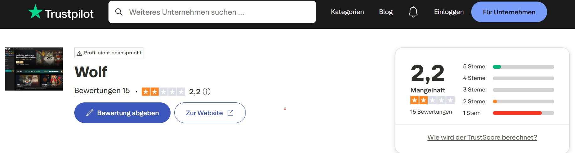 Wolf.io Bewertung
