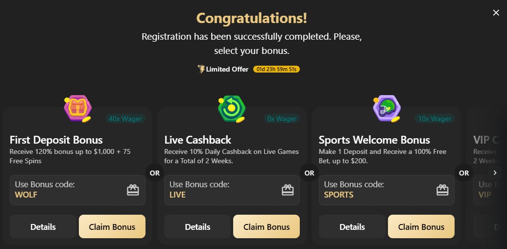 Wolf.io Registrieren Schritt 2