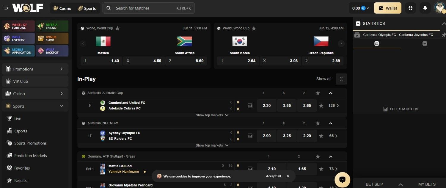 Wolf.io Sportwetten