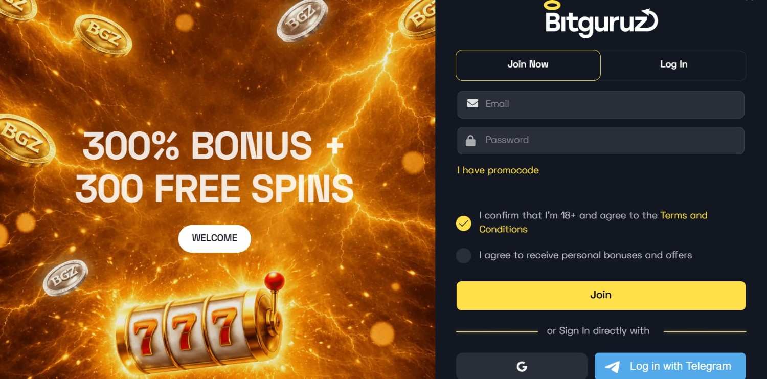 Bitguruz Registrieren Schritt 1