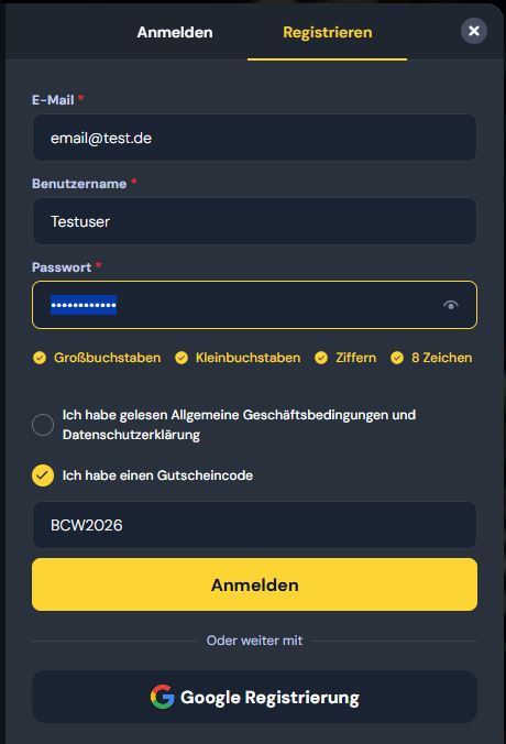 Cocobet Bonus Code Einlösen Schritt 1