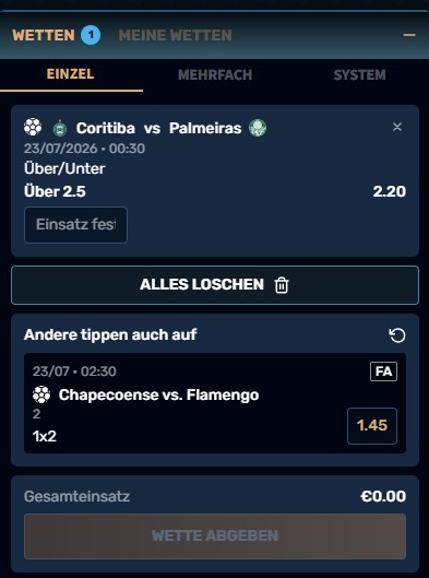 Golazzo Wette Platzieren