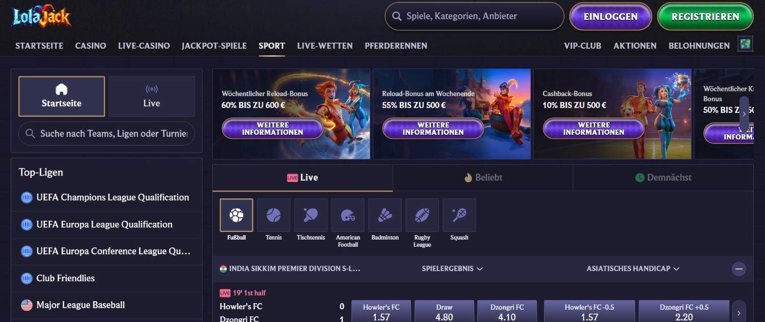Lolajack Sportwetten