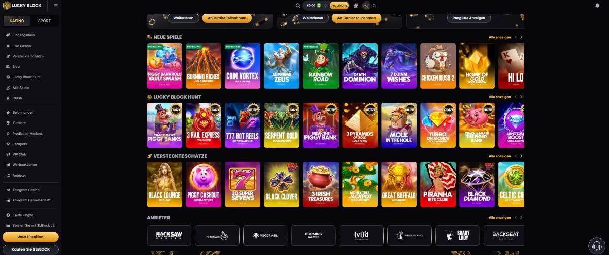 Lucky Block Spieleauswahl