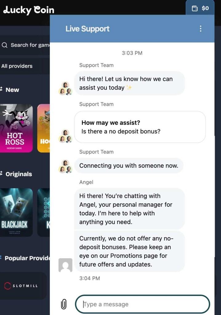 Lucky Coin Live Chat