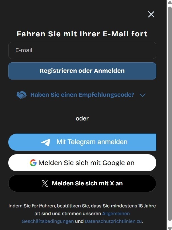 Lucky Coin Registrieren Schritt 1