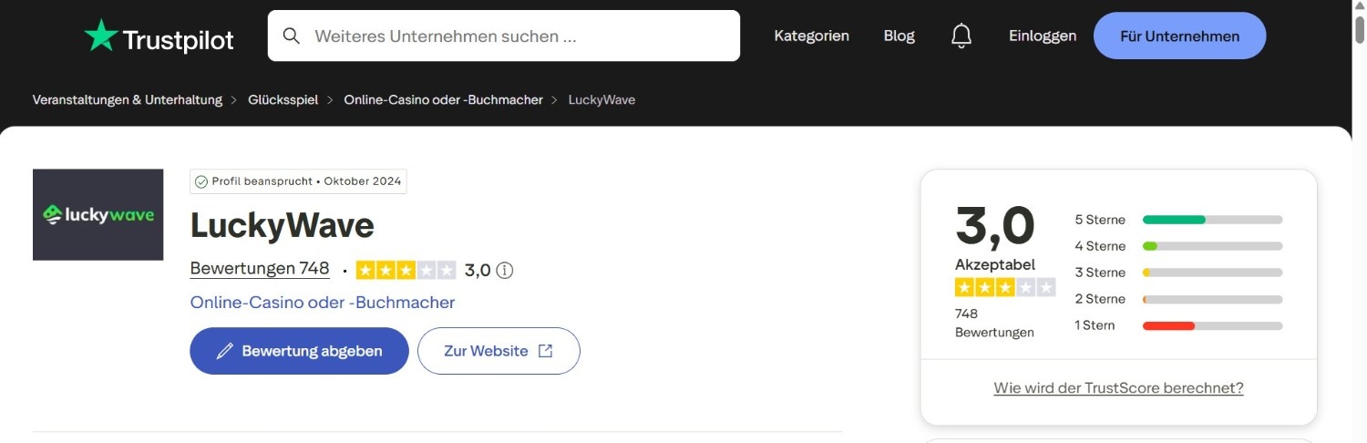 Luckywave Bewertung