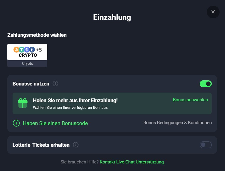 Luckywave Einzahlen