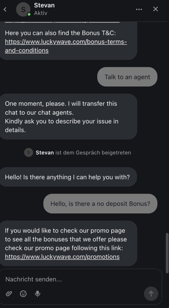 Luckywave Live Chat