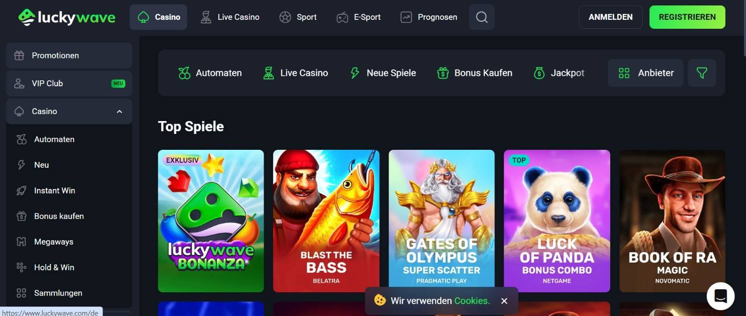 Luckywave Spieleauswahl