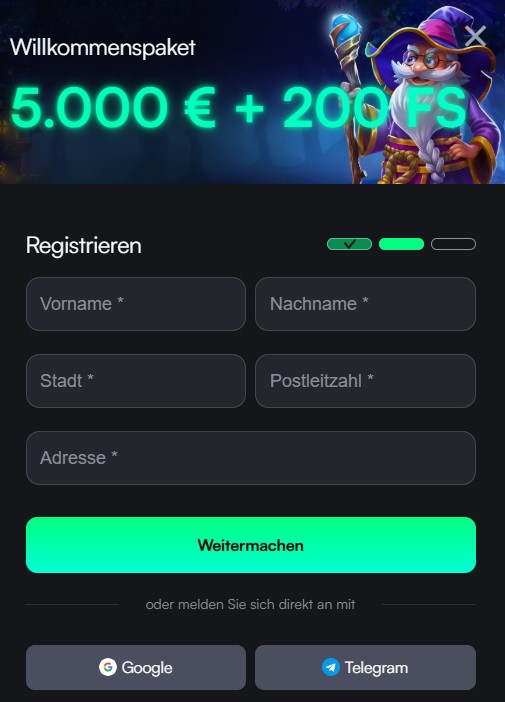 Mystbet Registrieren Schritt 2