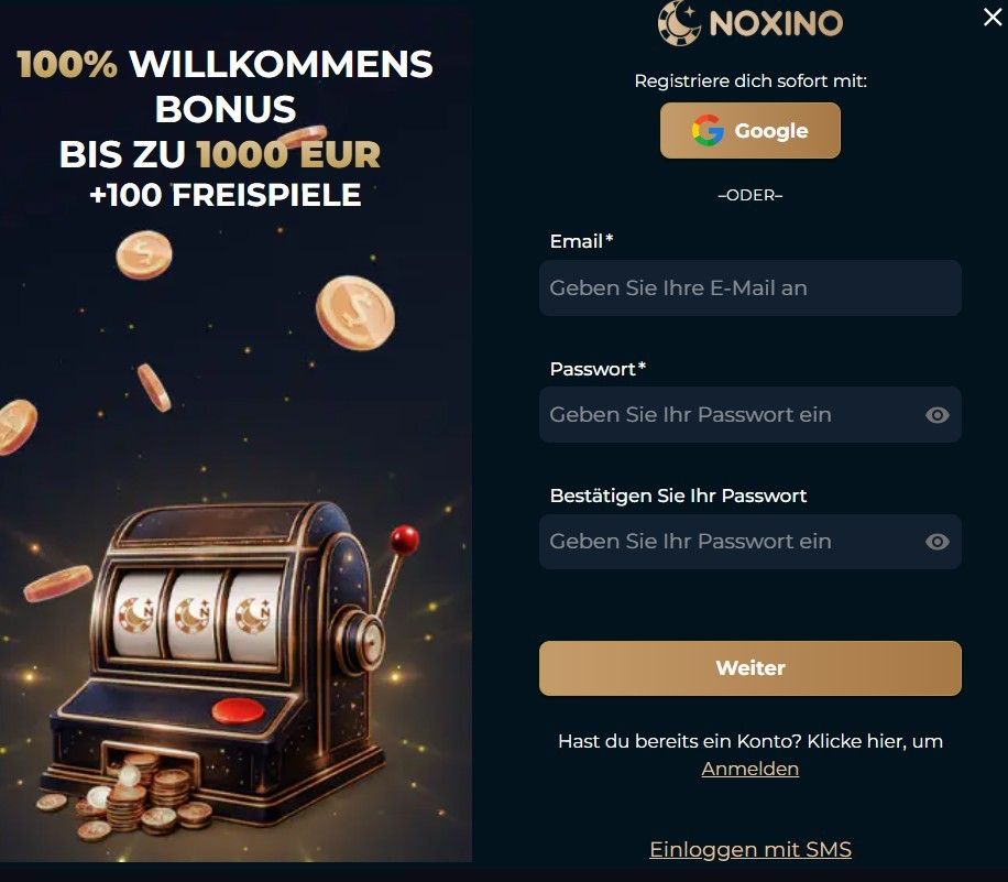 Noxino Registrieren Schritt 1