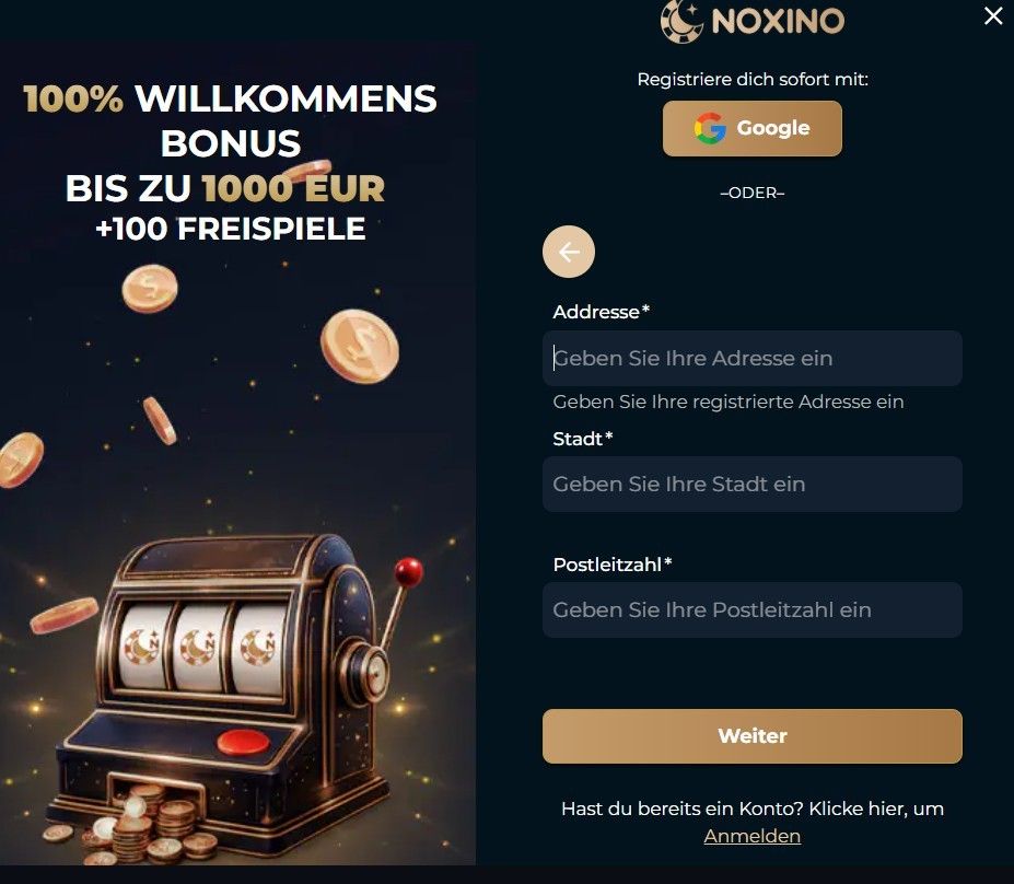 Noxino Registrieren Schritt 3