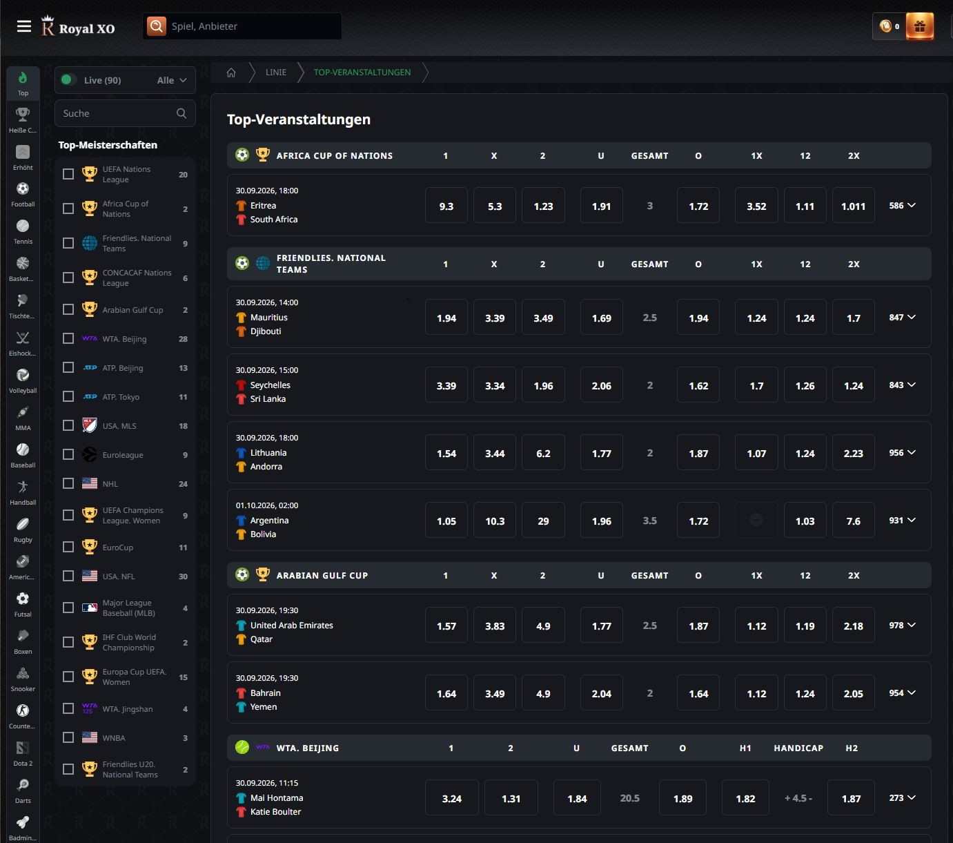 RoyalXo Sportwetten