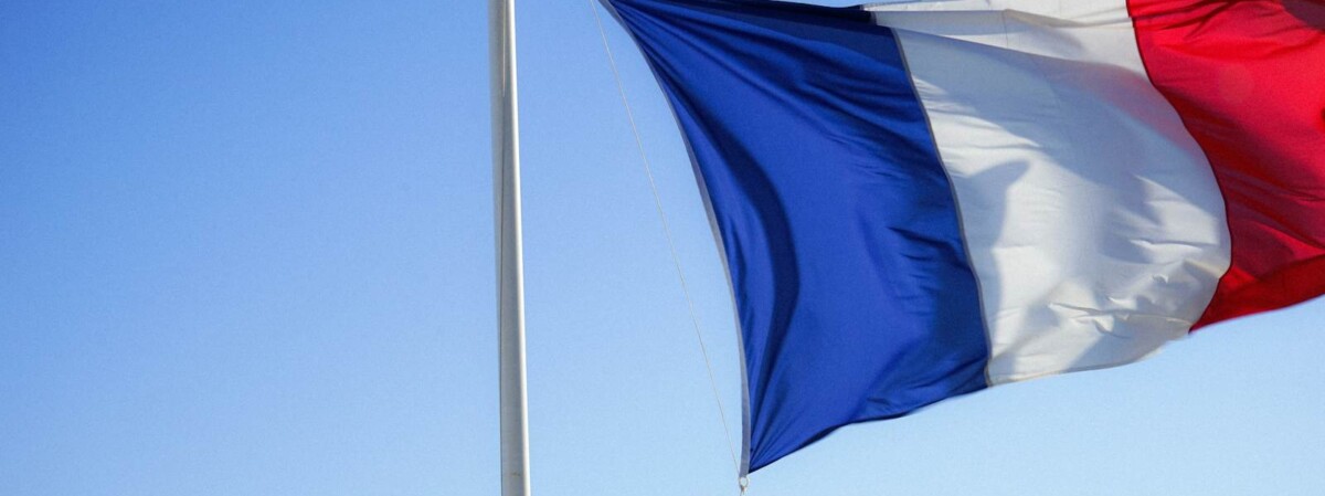 französische flagge weht im wind