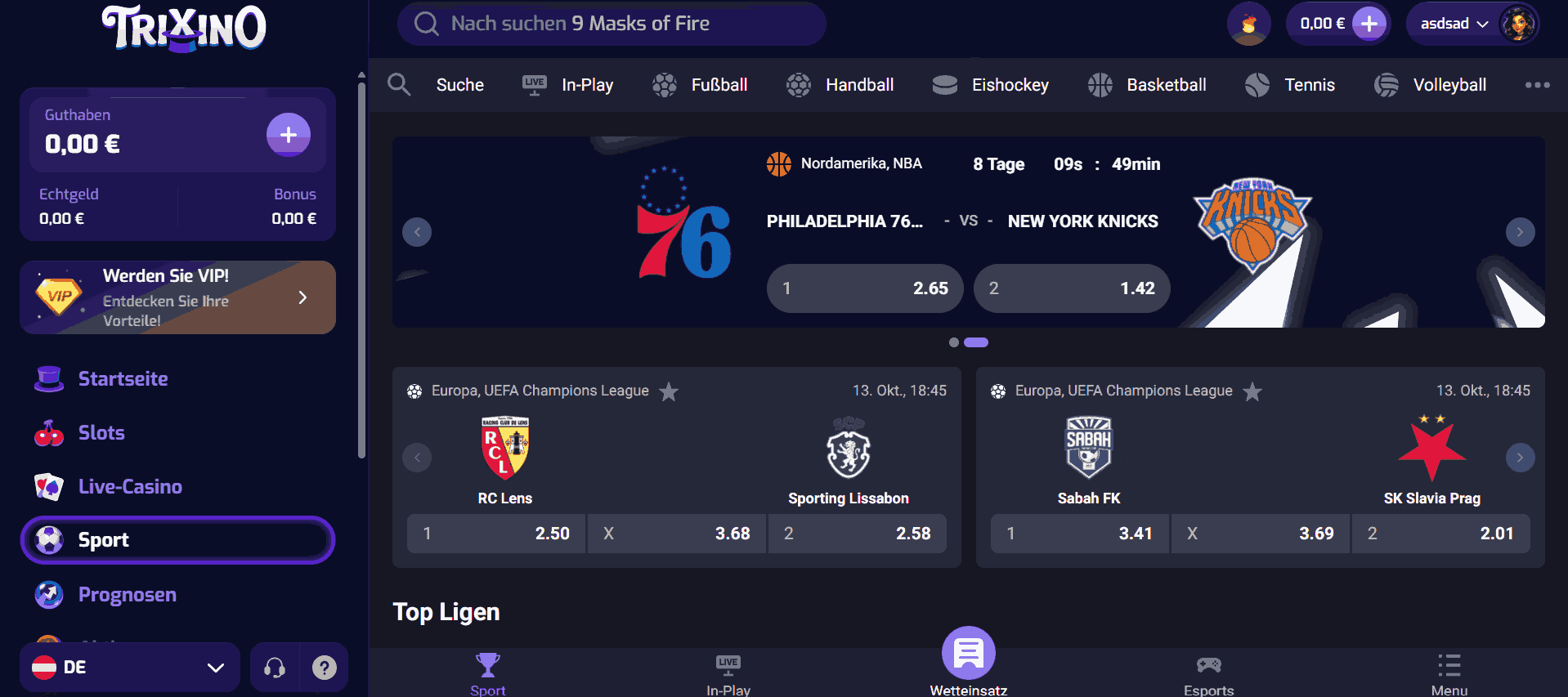 Trixino Sportwetten